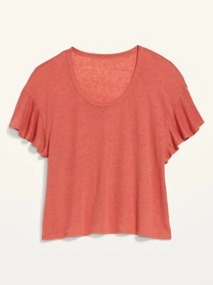 Old Navy Women’s Flutter-Sleeve Scoop-Neck Linen-Jersey Easy T-Shirt Size Medium - Image 1 of 4