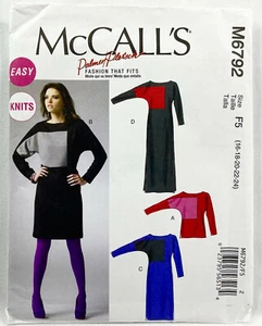 2013 McCalls Schnittmuster M6792 Damen Strick Top & Kleid Größe 16-24 UNGESCHNITTEN 10777 - Bild 1 von 2