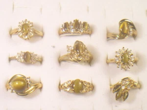 **** 9,,RINGS TIGER EYE DESIGNER SEMI-PRECIOUIS GEMSTONE WHOLESALE LOT T1 last - Picture 1 of 8