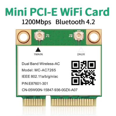 Dual Band Wireless-AC 7260 8265 9260AC RTL8822CE Mini PCI-E WiFi Bluetooth Card - image 1 of 4