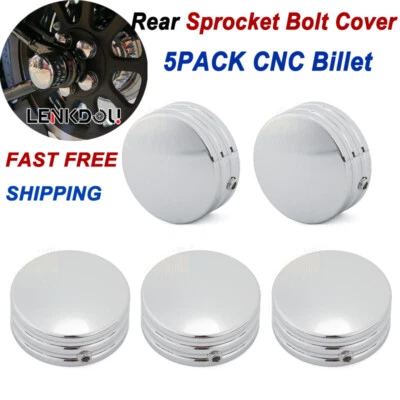 5X Chrome Rear Sprocket Pulley Bolt Covers For Harley Touring Softail Sportster - Image 1 of 4