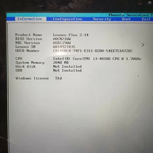 Carte mère Lenovo Yoga Flex 2 14 Intel Core I3-4010U CPU 1,70GHZ - Photo 1 sur 4