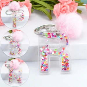 Ciondolo borsa rosa pelliccia sintetica pompom portachiavi A-Z 26 lettere inglesi portachiavi charm - Foto 1 di 38