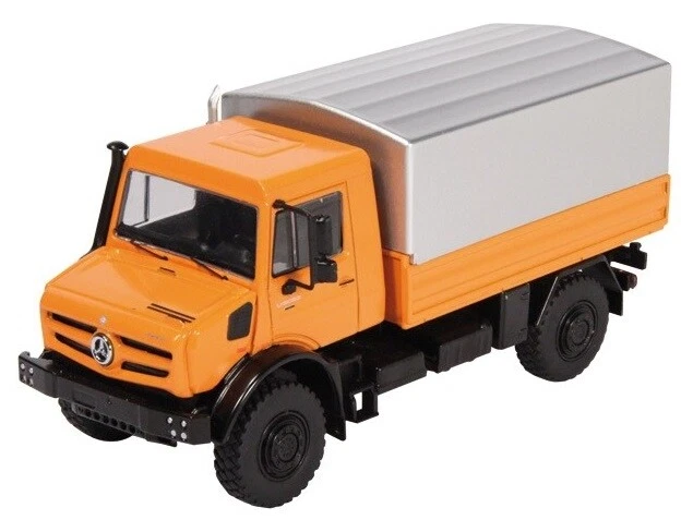NZG MERCEDES UNIMOG U5000 orange plateau bâché échelle 1/50 NZG9111/65