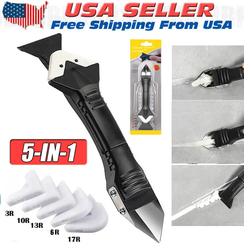5in1 Silicone Scraper Caulking Grouting Sealant Finishing Clean Remover Tool Kit - Image 1 of 4