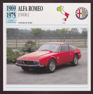 1969-1975 Alfa Romeo Junior Z Italian Sports Car Photo Spec Sheet French Card - Picture 1 of 1