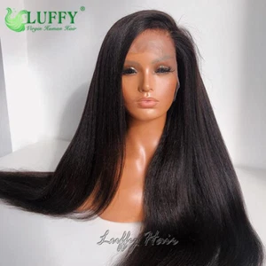 Pre Plucked Indian Human Hair Wig Light Yaki 13*6 Lace Front Wigs With Baby Hair - Picture 1 of 17