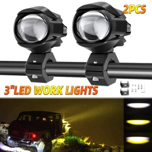 Pair 3" LED Yellow/White Driving Spot Fog Pods Universal Motorcycle Work Light - Bild 1 von 14