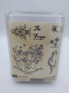 NEW Stampin Up KRIS KRINGLE Christmas Santa Reindeer Tree RARE RETIRED Unmounted - Picture 1 of 5