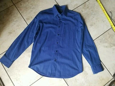 Express Button Down Shirt Men’s Blue Striped Modern Fit Stretch Cotton Size M  - Image 1 of 4