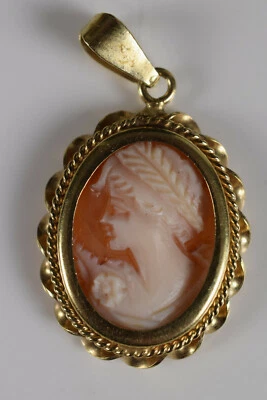 wunderschöne Muschelgemme Gemme Camee Anhänger Kettenanhänger 14Kt/ GG 585er - Bild 1 von 4