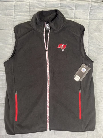 New mens NFL large tampa bay buccaneers full zipper fleece vest $95 value Cover