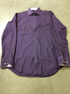男式 BUGATCHI UOMO 紫色纽扣前衬衫尺寸 14 1/2 — 第 1/4 张图片