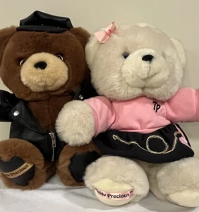 Two Dandee Teddy Precious Plush 50’s Theme Couple Biker Poodle Skirt Outfit Bow - Picture 1 of 24