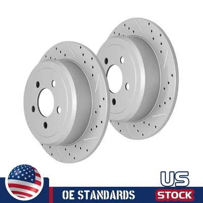 For 2008 - 2012 Jeep Liberty Dodge Nitro Rear Drilled Disc Brake Rotors - Image 1 of 4