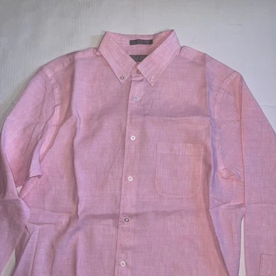Daniel Cremieux Men's Pink Linen Button-Up Shirt - Image 1 of 4
