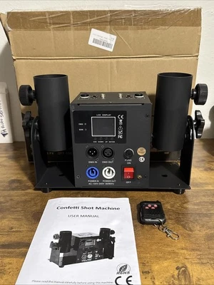 Professional Confetti 2 Shot Cannon Machine Remote Control 220v 100w 6 Cha DMX - Image 1 of 4