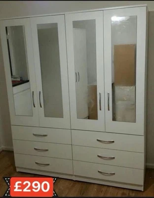 ✨ 4 Door Wardrobe with Mirror & 4 Drawers – Modern Bedroom – Fast Delivery ✨ - Image 1 of 3