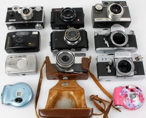Vintage Camera Lot of 12 Fuji Kodak Minolta Petri Ricoh Argus for Props/ Repair - Picture 1 of 1