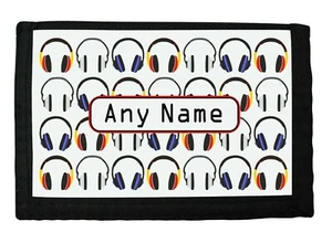 PERSONALISED HEADPHONES MULTI PRINT BOYS RIP WALLET BIRTHDAY CHRISTMAS GIFT - Picture 1 of 3