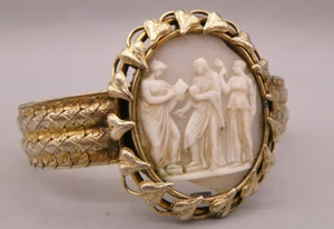 Armband Silber 835 vergoldet Historismus Rarität geflochten Gemme Muschel - Bild 1 von 10