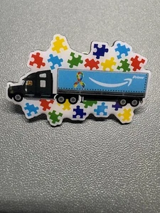 Pin Amazon Peccy Autism Awareness Trailer Truck Puzzle Pinback Support Educate - Bild 1 von 7
