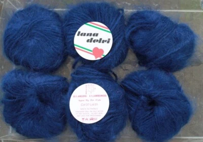 60g  Angora 95%  Vintage Rarität Langhaar Angora Lana Delvi dunkelblau - Bild 1 von 2