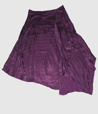 F&F Plum Burgundy Satin Stripe Split Hem Asymmetric Midi Skirt UK 12 *bnwt* - Image 1 of 4