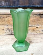 Vintage Green Glass Vase With A Matte Frosted Finish Mint Condition