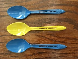 Vintage DAIRY QUEEN Ice Cream Spoons Lot of 3 DQ w/ Cut Out Handle Lettering Adv - Picture 1 of 9