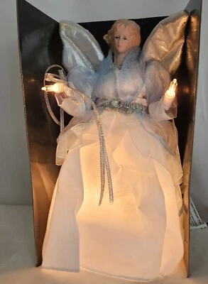 Vintage Trim A Home 10inch Tree Top Angel UL Listed Lights up Blue Lace With Box - Image 1 of 4