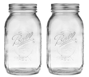 Ball Regular Mouth 32-Ounces Mason Jar with Lids and Bands, Clear,(Pack Of 2) - Picture 1 of 1