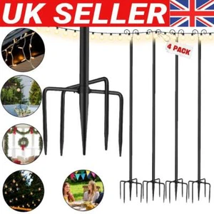 Set Of 4 Black Loop Festoon Poles For Outdoor Garden String Lights Poles 10FT UK - Picture 1 of 7