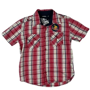 George Shirt Boys Small Multi Plaid Urban Skate Chest Pockets Collar Button Down - Picture 1 of 10