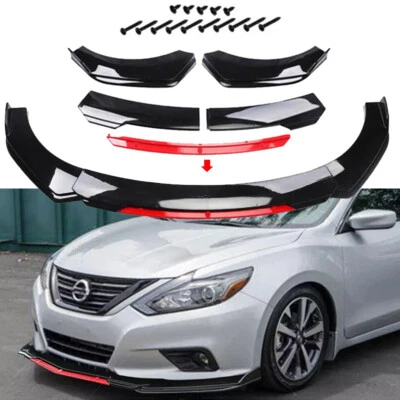 For Nissan Altima 2016-2018 Front Bumper Lip Spoiler+Splitter Body Kit Glossy Bl Foto 1 de 4