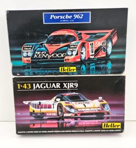 1/43 HELLER 2X LOT JAGUAR XJR9 + PORSCHE 962 PLASTIC MODEL LE MANS RACECARS NEW - Picture 1 of 2