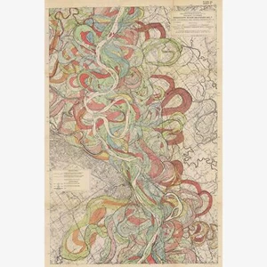 Cinturón de meandro del río Mississippi, mapa geológico de Harold Fisk, 1944- 6 de 15 - Imagen 1 de 12