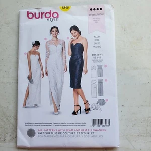 Burda 6346 Dress Formal Wedding Prom Bridesmaid Mother  Bride Miss 8 - 18 UNCUT - Picture 1 of 5