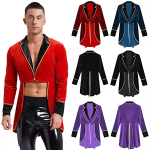 Herren Frack Gold-Besatz Jacke Top Zirkus Kostüm Renaissance Blazer Karneval - Bild 1 von 52