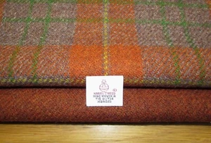 2 Piece Harris Tweed Craft Bundle with Label - Russet Tartan - Picture 1 of 6