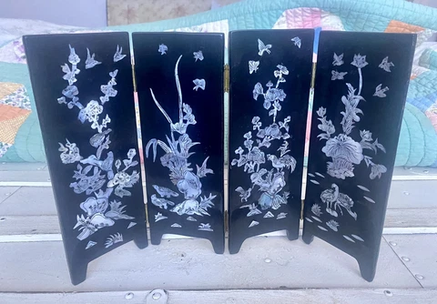 Four Seasons mother of pearl miniature lacquer screen Cover