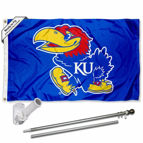 Kansas Jayhawks Flag Pole and Bracket Gift Set Package Cover