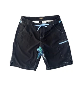 Huk Kryptek Pontus Trim Fishing Shorts Boardshorts Men's Sz XL Black Swim Trunks - Picture 1 of 17