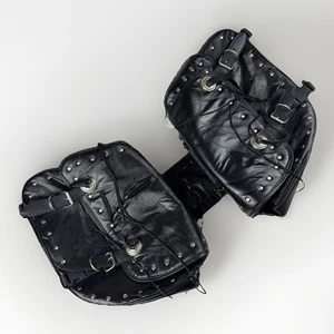 Juego de bolsa de sillín de cuero de búfalo con placa de diamante con cremallera - Imagen 1 de 22