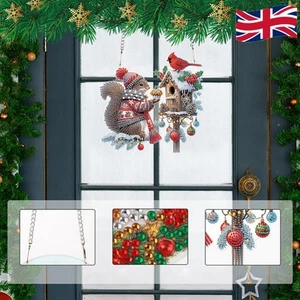 Acrylic Special Shape Christmas Squirrel Cardinal DIY Diamond Art Pendant Kit - Picture 1 of 10