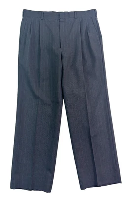 De colección Años 90 Burberry 34x29 Rojo Carbón Rayas Vestido Traje Pantalones Pantalón Plisado Foto 1 de 4