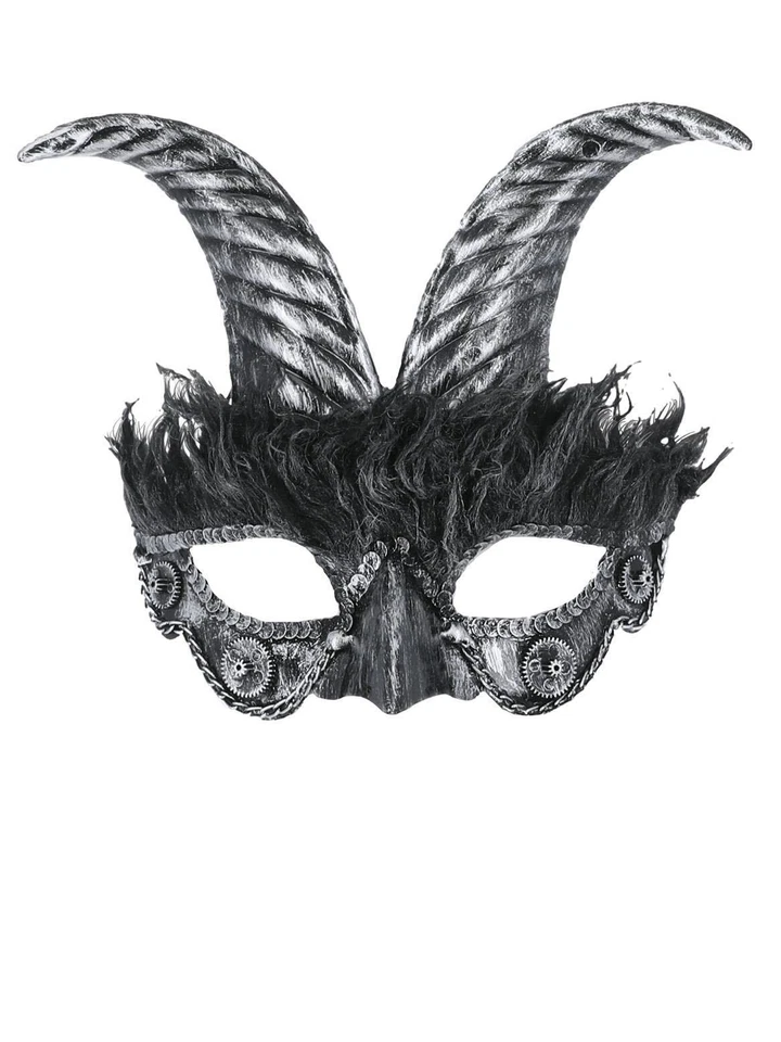 Smiffys Silver Masquerade Horned Mask - Image 1 of 1