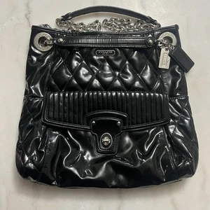 Coach 18673 Poppy Liquid Glass ~ Bolso de Hombro Acolchado Correa de Cadena Ajustable - Imagen 1 de 15