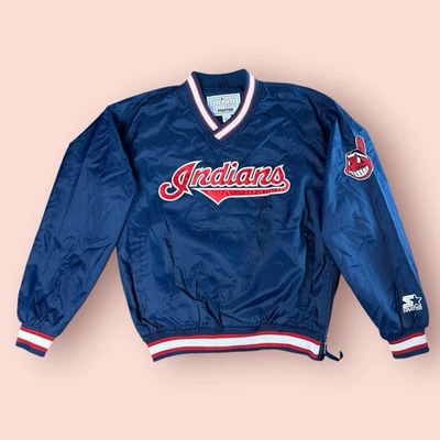 Vtg CLEVELAND INDIANS Kids Youth Large STARTER pullover Windbreaker Jacket 90s - Image 1 of 4