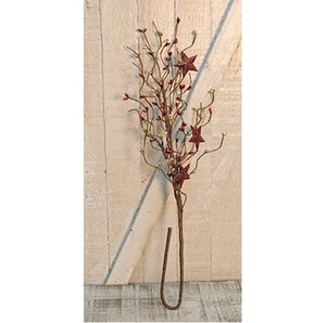 Burgundy and Gold Pip Berries & Holiday Stars 24" Pick - Picture 1 of 1